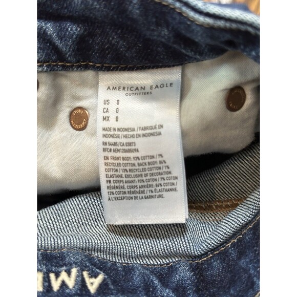 American Eagle Strigid Distressed Blue Denim Jean Shorts Cutoff Cotton‎ Size 0 - Picture 6 of 9